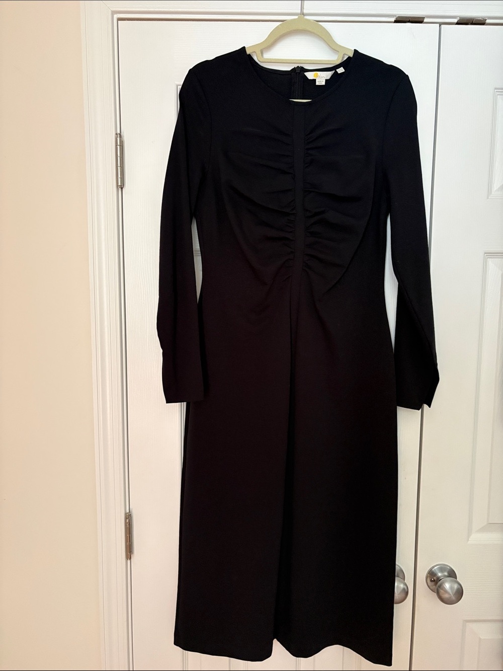 Boden Long-Sleeve Ruched Front Midi Dress